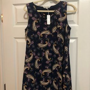 Dark Blue Paisley Print Dress